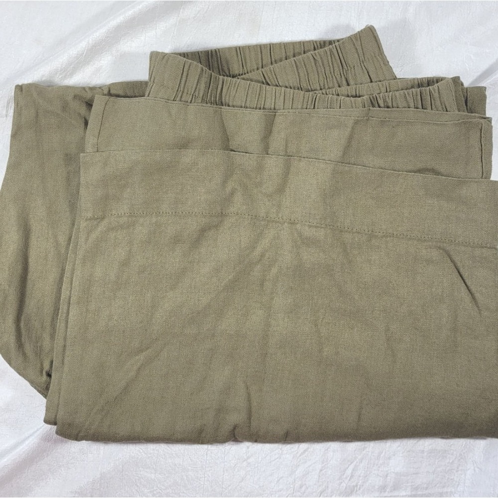 Old Navy Women's High Rise Linen Rayon Super Wide Leg Pants - Kombu - Large - Picture 4 of 7